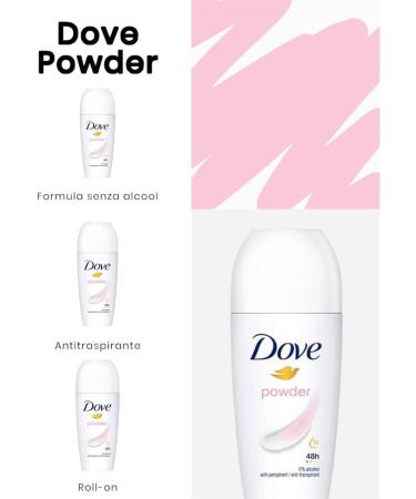  Dove Dove Antiperspirant Powder Roll-On Deodorant 48H Alcohol Free 50 Ml (6) - Buy Online on GoSupps.com