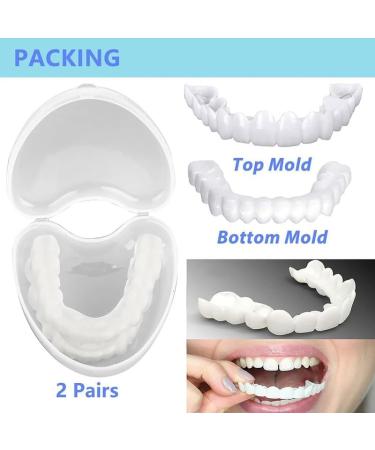 Brigtviee 2 Pair Perfect Smile False Teeth Veneers Top and Bottom Cosmetic Clipin Veneers for Teeth Temporary Whitening Denture Clickon Denture Veneers for Men and Women - Buy Online on GoSupps.com