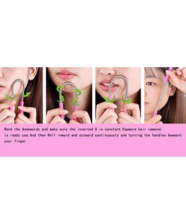 Kapmore Hair Removal Spring for Upper Lip, Chin, Cheeks & Sideburns - Facial Hair Epilator with Tweezers & Eyebrow Razor (Pink) - Buy Online on GoSupps.com
