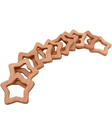 Wendysun 5pcs Cartoon Wood Teether - Natural Animal & Star Shape Baby Teething Toy Set - Buy Online on GoSupps.com