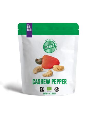 Pakka Bio Fairtrade Pfeffer Cashews 800 gr-0.8kg eco and fair Burkina Faso peppered cashew nuts with the finest malabar pepper from India vegan family pack value-pack 8x100g - Buy Online on GoSupps.com