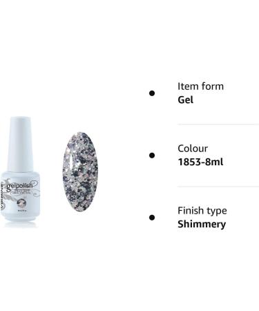 Vishine 8ml Gelpolish Long-lasting Gel Nail Polish Lacquer Shiny Color Soak Off UV LED Manicure Glitter Silver #1853 1853-8ml - Buy Online on GoSupps.com