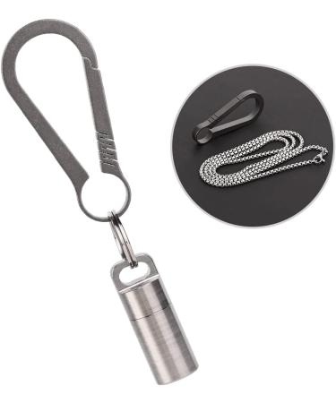 SW633 Micro Titanium Portable Pill Case Keychain | Waterproof Mini Pill Holder for Travel & Camping | Includes Titanium Clip & Stainless Steel Necklace - Buy Online on GoSupps.com