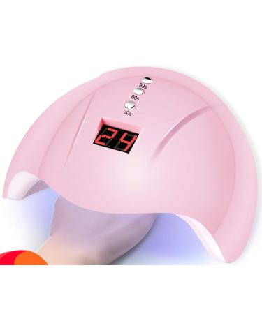SoulQ UV LED Nail Curing Lamp 36W Nail Dryers for Gel and Regular Polish Smart Sensing Professional Gel Nail Light with LCD Display 3 Timer Setting for Salon and Home Use-USB Port (Pink)