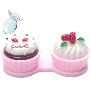 Danlai Contact Lens Case Cake Shape Glasses Case Cartoon Container Holder Cute Portable Glasses Case For Contact Lenses Pink