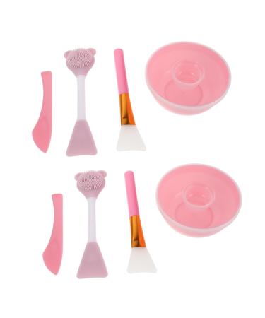 3 Ensembles Set de Bols pour Masque Facial avec Brosse Double T te Silicone Applicateur Multifonction pour Soins Du Visage Kit Maquillage Portable pour Esth ticiennes et Usage DIY Rose