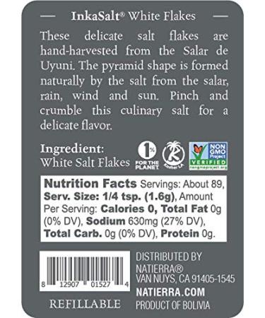 NATIERRA InkaSalt White Salt Flakes - 5 oz Glass Jar | Gourmet Flavor Enhancer - Buy Online on GoSupps.com