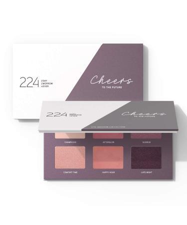 224 Cosmetics eyeshadow palette cheers to the future: natural vegan & animal test -free - feel good formula & free of parabens and silicones - 6 plum tones plum shades eyeshadow palette