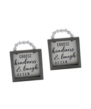 Alipis Office Sign 2pcs Often Kindness& Ornament Rustic Doorplate Block Beaded Farmhouse Bead Hanger- Christmas Wood 14.5X11.5X1.5CMx2pcs Assorted Color 4x2pcs