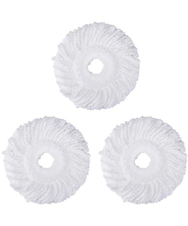 3 Pack Mop Head Replacement Spin Mop Replacement Head Microfiber Spin Mop Refills Easy Cleaning Round Shape Standard Size White-3 Pack