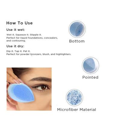 Microfiber Velvet Makeup Sponge | Latex-Free Dual Layer Technology | Flawless Blender for Foundations, Powders & Creams | Tear Drop Cosmetic Tool - Blue - Buy Online on GoSupps.com