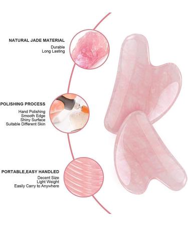 Rosy Finch Jade Stone Gua Sha Massager Tool | Face & Body Scraping Massage Roller - Pink - Buy Online on GoSupps.com