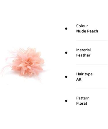 Flower Feather Bead Nude Peach Corsage Hair Clips Fascinator Set - Buy Online on GoSupps.com