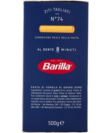  Italian Gourmet E.R. Barilla Ziti Tagliati No. 74 Pack of 10 pasta pieces 100% Italian made with durum wheat semolina 500g + Italian Gourmet Polpa di Pomodoro 400g can - Buy Online on GoSupps.com
