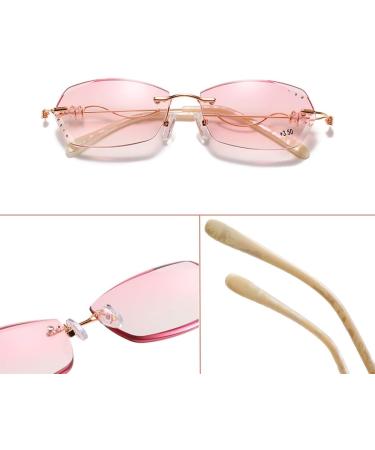 Fashion Rimless Tinted Lens Reading Glasses for Women - Blue Light Blocking Anti Eyestrain Metallic - Size 1.0x - Buy Online on GoSupps.com