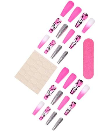 24Pcs Press on Nails Medium Fake Nails Acrylic T-Shape False Nails Reusable Rose Red Artificial Nails for Women Girls - Buy Online on GoSupps.com