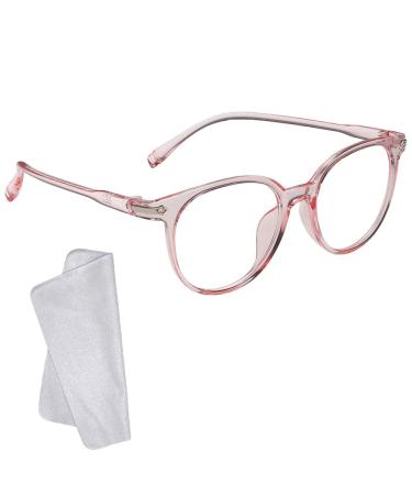KINDOYO Blue Light Blocking Glasses - Women Men Anti Eyestrain Reading Glasses Gaming Eyewear Lightweight Transparent Frame Glasses Clear Lens Classic Eyeglasses Pink