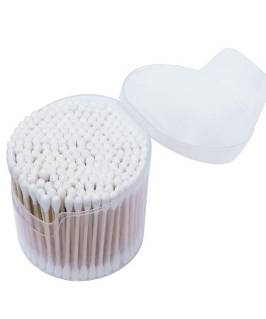 Organic Cotton Swabs with Wooden Sticks 200 Pcs of Pack qtips Cotton Swabs Pure Natural Bamboo Biodegradable Double Round Tipped q tips for ears Makeup and Daily Use 200P White-200P-Cyl