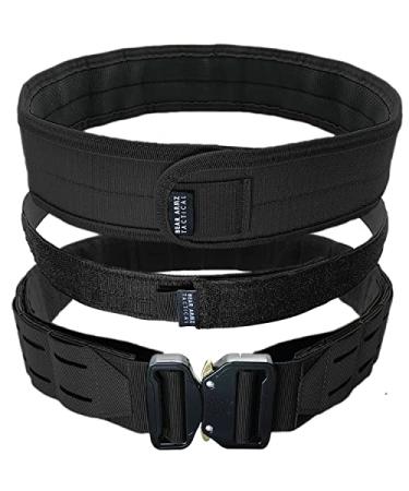 Bear Armz Tactical Battle Belt | Molle Riggers Belt | Duty Belt | Heavy Duty Anti-Slip Pad & Inner Belt Comb | 2-In-1 System Tactical Black M- Medium