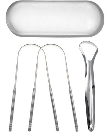 3PC U-Shaped Tongue Scraper Set - Dentist Approved Stainless Steel Tongue Cleaner for Adults & Children - Portable & Effective Oral Hygiene - Buy Online on GoSupps.com