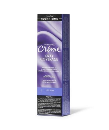 L'Oreal Paris Excellence Creme Permanent Hair Color  Light Brown No.6  1.74 Ounce 6 Light Brown 1.74 Ounce (Pack of 1) - Buy Online on GoSupps.com