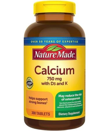 Nature Made Calcium 300 Tablets 750 MG with D3&K - Buy Online on GoSupps.com