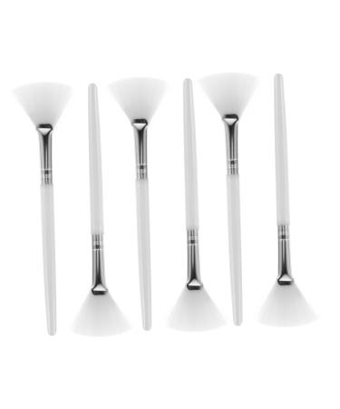 6pcs Beauty Mask Brush Facial Tools for Skin Care Mascara Applicator Sleeping Brush Fan for Facials Mud Chemical Acid White Fluorescence Artificial Fiber Skin Care Set 15.00X3.00X1.00CM White