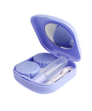 Cute Pocket Mini Contact Lens Case Travel Kit Easy Carry Mirror Container Holder Purple