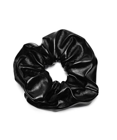 2-Piece Gift Set of SUPERSIZED VEGAN LEATHER Scrunchies one BLACK and one SILVER from Hairslydz