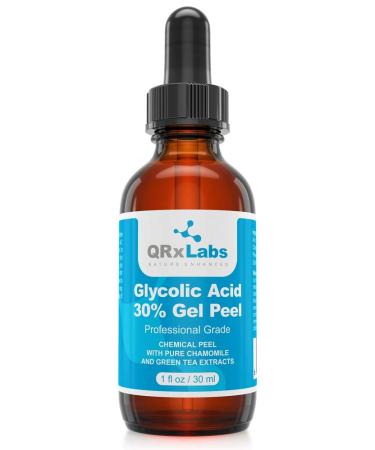 Glycolic Acid 30% Gel Peel with Chamomile and Green Tea Extracts - Professional Grade Chemical Face Peel for Acne Scars  Collagen Boost  Wrinkles  Fine Lines - Alpha Hydroxy Acid - 1 Bottle of 1 fl oz