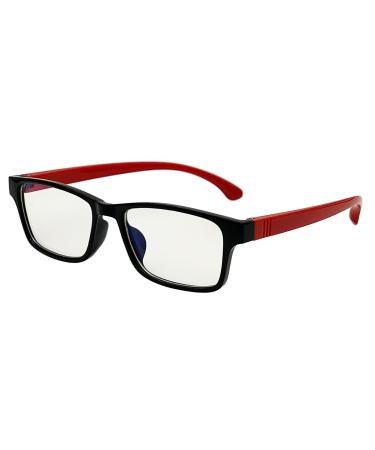 LHSDMOAT children blue light filter glasses without starch glasses block blue light rectangular frame glasses computer gaming blue light glasses B1: black/red