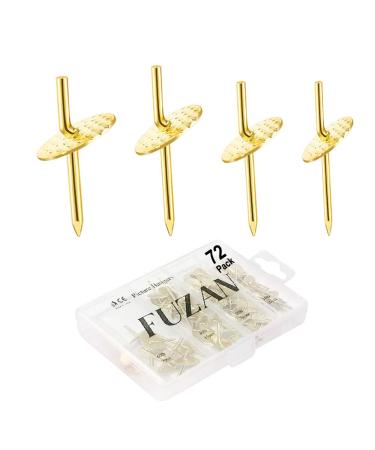 72 pcs Picture Hangers with 10-60lbs, Assorted One Step Picture Hangers, Iron Alloy Nail Hooks, Professional Plaster Picture Hanging Kit on Wooden/Drywall Hanging Hardware for Clock,Mirror,Jewelry
