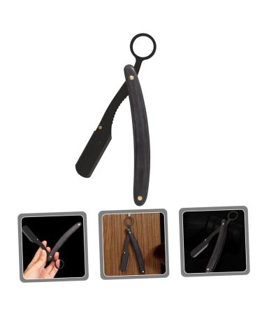 Stainless Steel Folding Razor Holder for Hairdressing & Shaving | Manual Beard & Eyebrow Cutter with Wooden Handle - Ideal for Men - Buy Online on GoSupps.com
