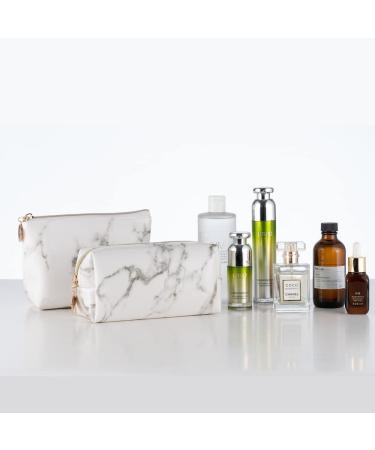 2Pcs Marble Makeup Bag Set - Waterproof Cosmetic Organizer for Travel & Toiletries - Buy Online on GoSupps.com