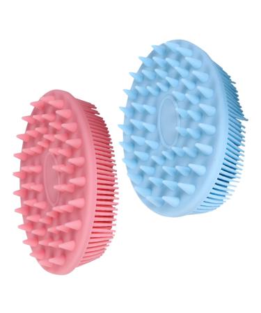 Plafope 1 set 2 pieces silicone shampoo brush silicone hair cleaning brush multifunctional massage portable silicone brush head scalp massage device silicone hair brush