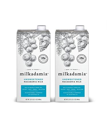 milkadamia Macadamia Milk, Unsweetened, 32 Fl Oz (Pack of 2)