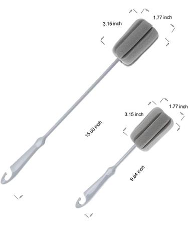 DTYZB 3 Pack 2 Size Sponge Clean Brush with Plastic Handle for Coffee Glasses Pot Milk Cup Mugs Wine Bottle Baby Bottles Kitchen Clean Dish Washing Feeding-Bottle one 15" Two 9.8" Grey - Buy Online on GoSupps.com