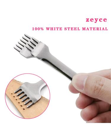 4mm White Steel Prong Leather Hole Punch Set for Leather Working - 1246 Stamping Board Diamond Lacing Stitching Chisel Set - Buy Online on GoSupps.com