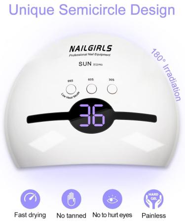 NAILGIRLS 48W Portable Gel UV LED Nail Lamp - Professional Salon Curing Lamp with 3 Timer Modes - Smart Sensor - White - Buy Online on GoSupps.com