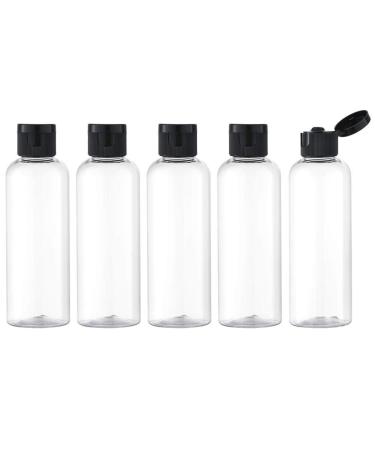 Lisapack 3.4Oz Travel Bottles with Flip Cap (5 Pcs) Empty Transparent Dispenser Container for Travel Size Cosmetics (100ml, Clear)