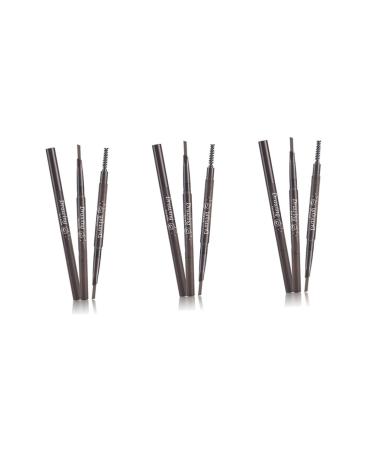 TOVINANNA 3pcs 2 1 Eyebrow Pencil Waterproof Eyebrow Pencil Brush To Rotate Water Proof Makeup Tools 1 count (Pack of 1) As Shownx3pcs