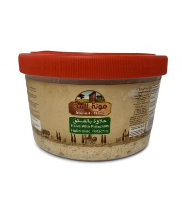 MOUNIT EL BAIT Halva with Pistachios 904g | Halwa | Halawe | authentic middle eastern halva | Sweet Tahini Treat | Decadent and Creamy | Real Pistachios | Made from Sesame Seed Paste | Authentic Superfood
