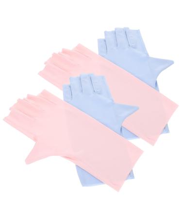 POPETPOP Nail Art Accessory 2 Pairs pink gloves sun gloves nail anti-uv gloves nail art supplies manicure gloves anti UV nail UV gloves UV protection gloves for manicure Nylon nail lamp 21x12x0.1cm As Shown1