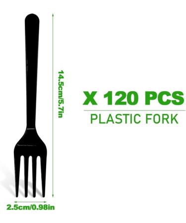 Cangfort Black Plastic Cutlery - 120 Disposable Plastic Forks 5.7 Inch- Thick Matte Handle Sturdy - Ideal for Birthday BBQ Wedding & More 120Pcs Black Plastic Fork - Buy Online on GoSupps.com