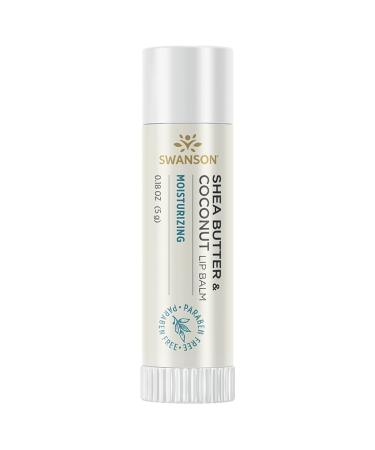 Swanson Shea Butter and Coconut Lip Balm - 0.18 Ounce (5 g) - Hydrating Lip Balm with Shea Butter and Coconut Oil