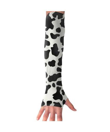 CMEY Cooling Arm Sleeves Cow Print UV Protection Hands Arm Cover Long Sleeve Gloves
