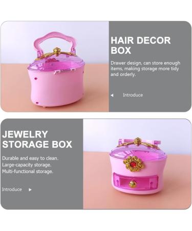Uonlytech Hair Accessories Organizer Plastic Hair Ties Box with Handle Portable Little Girl Jewelry Crafts Container for Hair Pins Bows Barrette - Buy Online on GoSupps.com