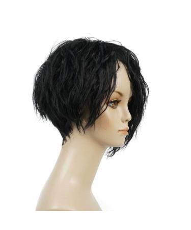 Buy SHIYID African American Wigs Asymmetric Oblique Bangs Black Short Curly Synthetic Full Wig for Natural Look Fast International Shipping - Buy Online on GoSupps.com