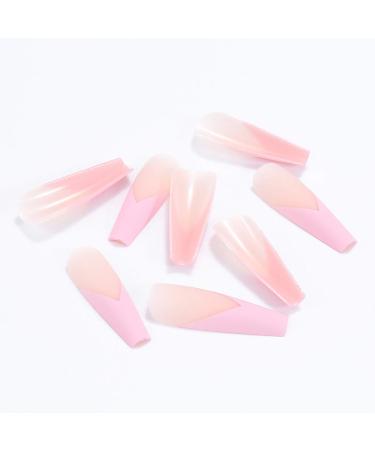 Brishow Coffin Artificial Nails - Pink Ballerina Acrylic Press-On Full Cover Nails (24pcs) for Women & Girls - Buy Online on GoSupps.com