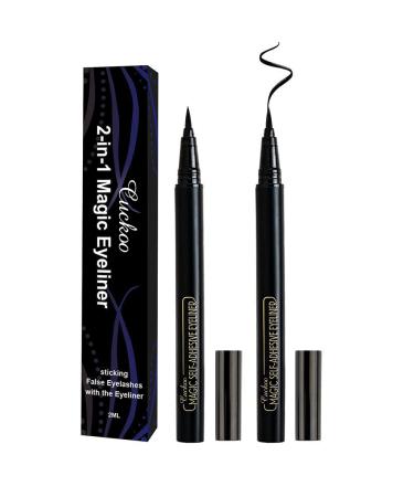 Cuckoo Magic Eyeliner Self Adhesive Eyeliner 2 Pcs Waterproof Black Liquid Magnetic Eyeliner Eye Liner Pen 2pcs Black-Black